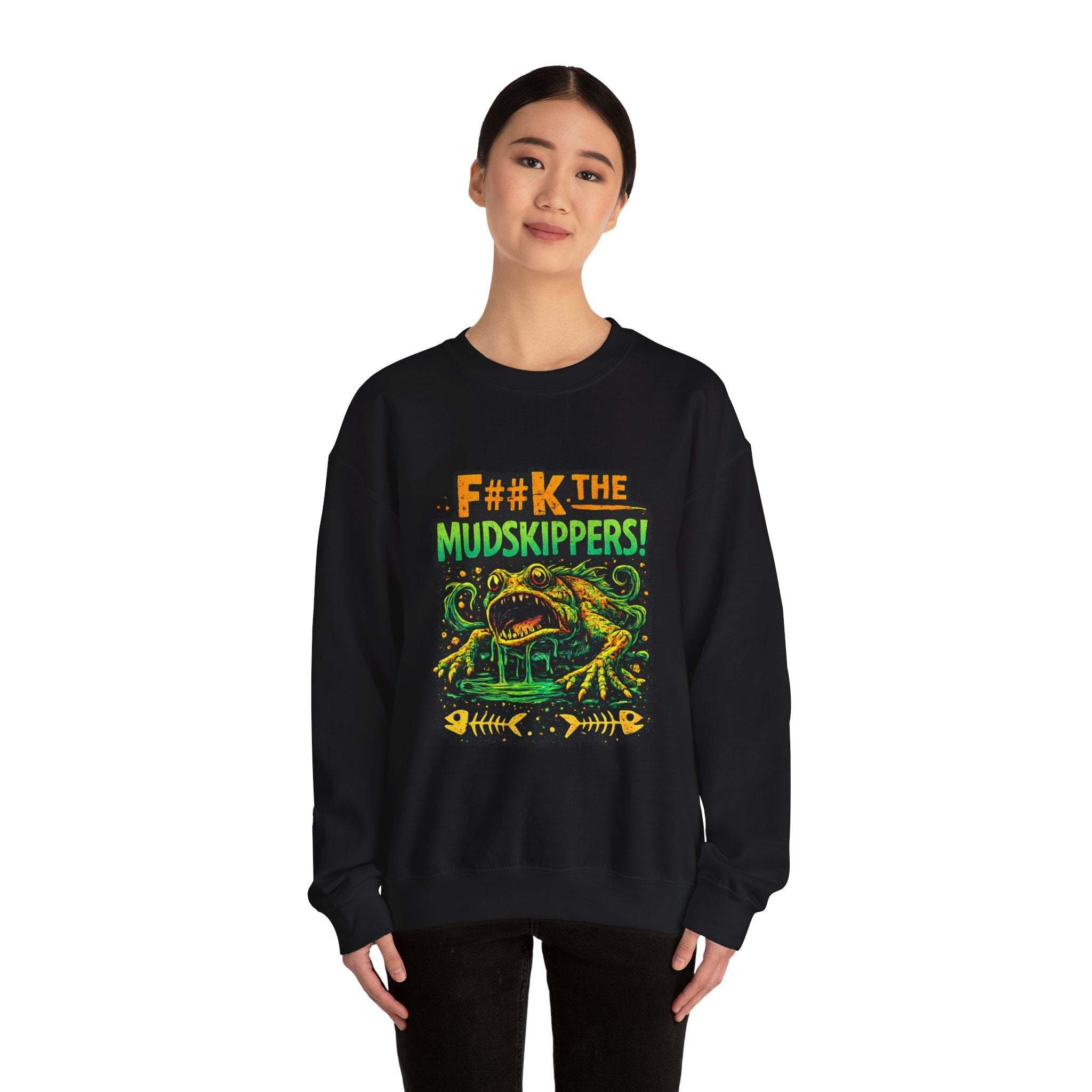 F#%k the Mudskippers Sweatshirt | Angry Cartoon Frog Graphic