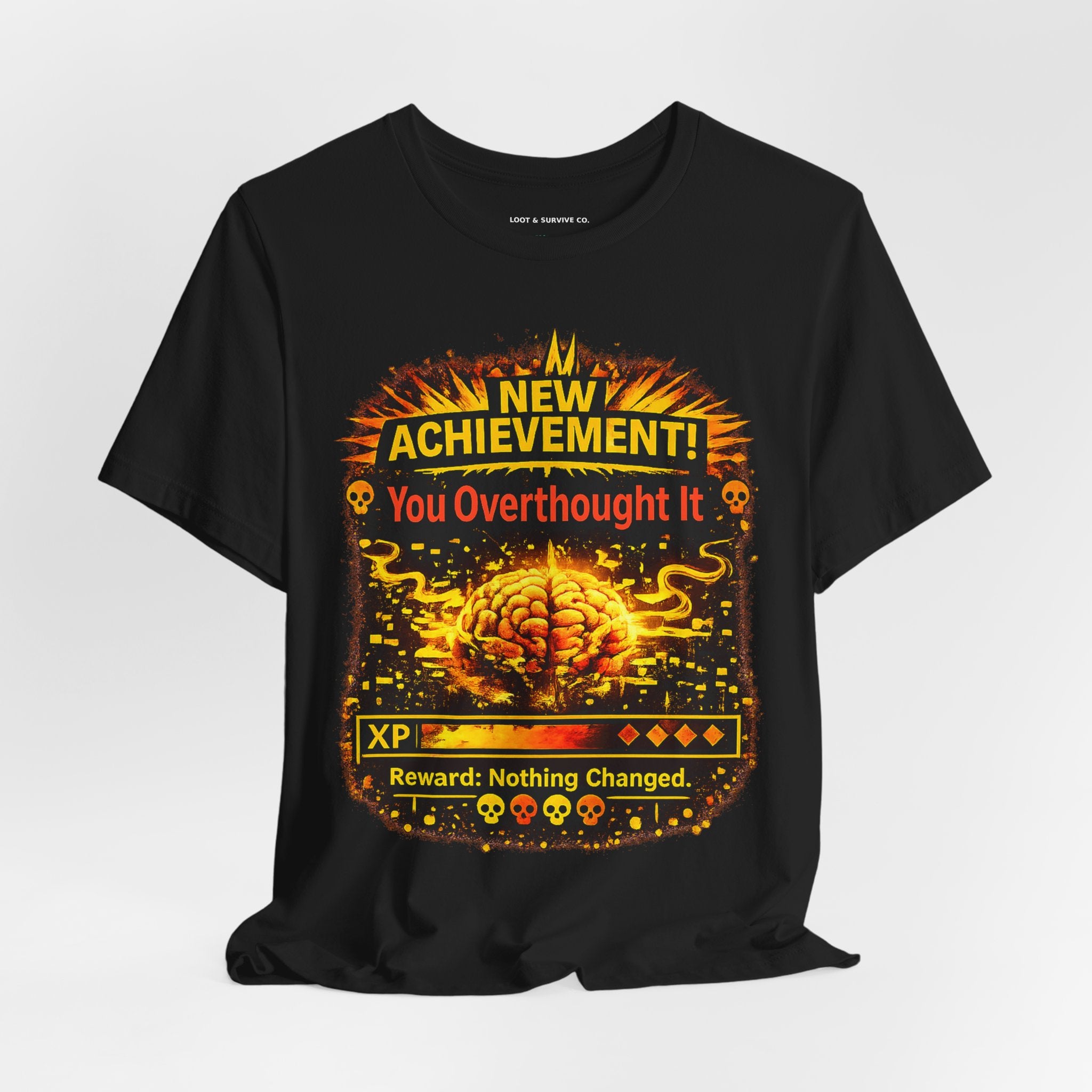 New Achievement You Overthought It Shirt, Funny Gamer Tee, Overthinking Humor Shirt, RPG XP Graphic Tee, Relatable Mental Health Shirt Gift