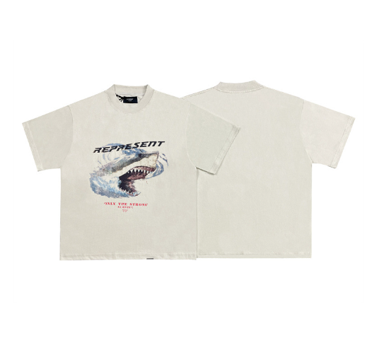 Shark Print Washed Short Sleeve Shirt