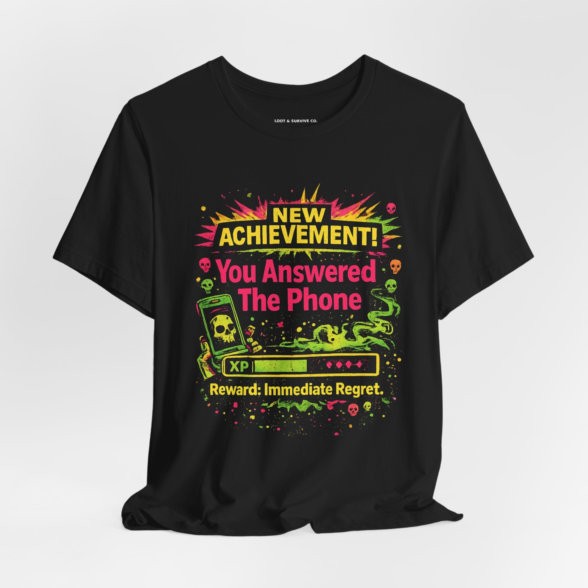 Achievement Unlocked 'You Answered The Phone' Tee | Gamer Sarcastic Notification