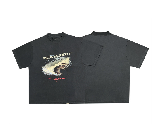 Shark Print Washed Short Sleeve Shirt